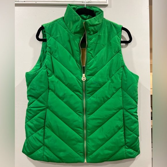 Michael Kors Quilted Puffer Vest Lightweight, Sleeveless & Full-zip Green NWT - Picture 6 of 7